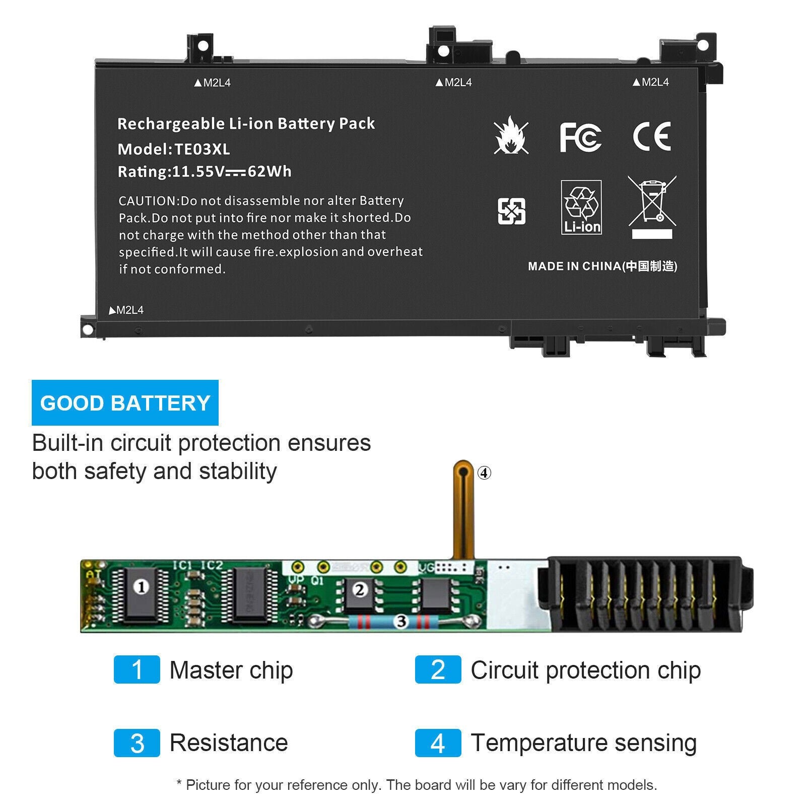 TE03XL Battery Replacement Compatible For HP Pavilion 15 - BC & Omen 15 - AX Series | 61.6Wh High - Performance Laptop Battery - Office Catch