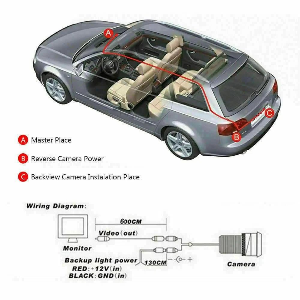 Universal Waterproof Car Rear View Camera | 170° Wide Angle Reverse Backup Camera with 6M AV Cable - Office Catch