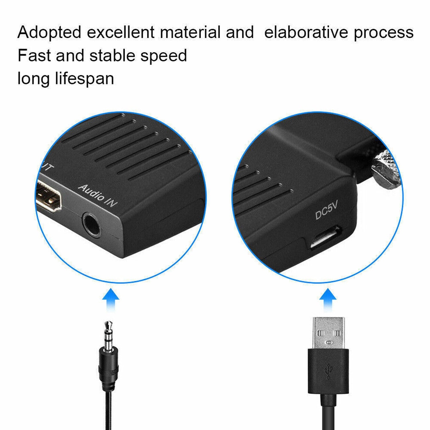 VGA to HDMI Male to Female Video Adapter Cable Converter with Audio HD 1080P - Office Catch