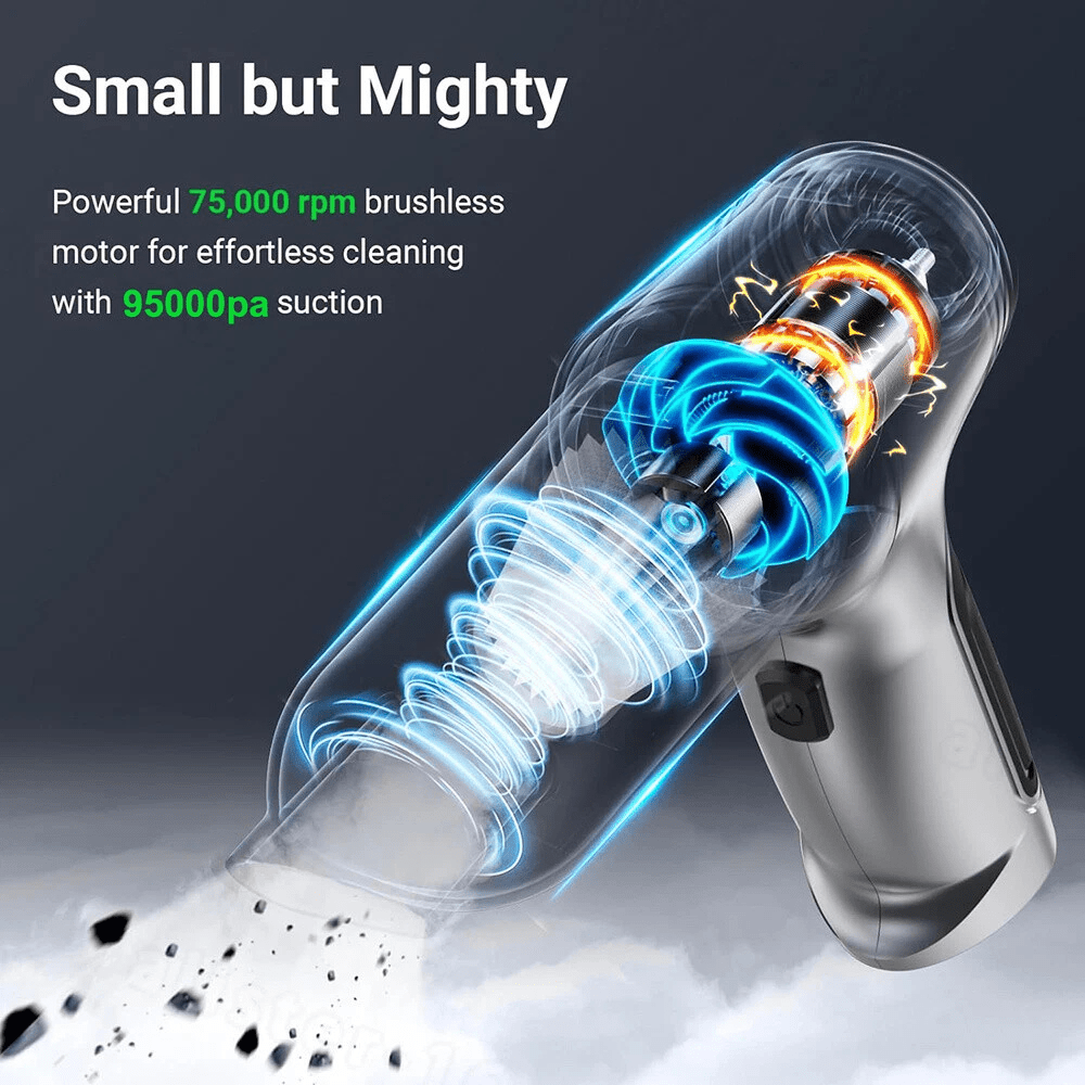 Wireless Handheld Car Vacuum & Blower – 95000PA Suction, USB Rechargeable Mini Cleaner - Office Catch