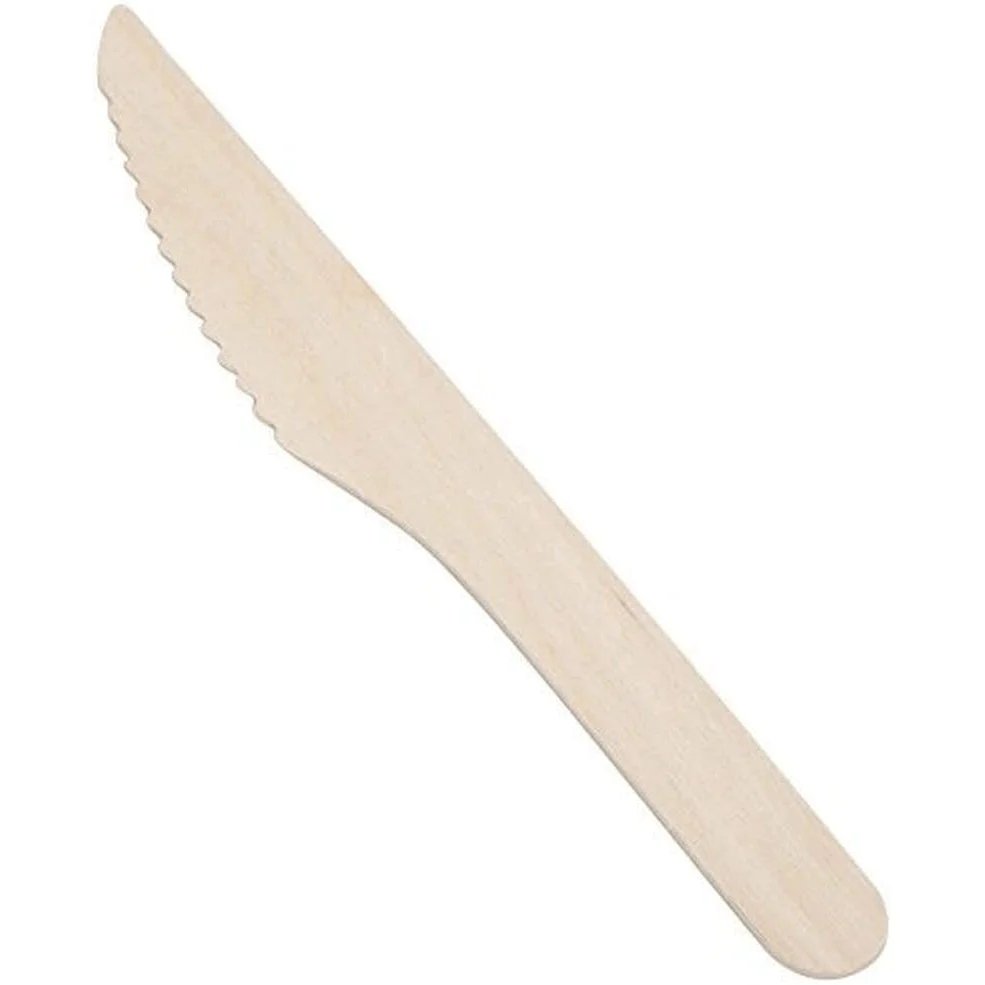 100 Pack | Disposable Wooden Knife All-Natural, Eco-Friendly, Biodegradable, and Compostable - Office Catch