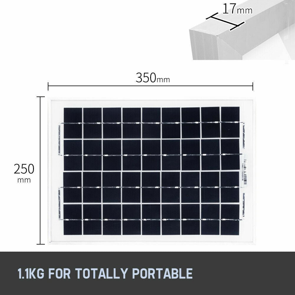 10W Solar Panel Kit 12V Power Caravan Camping Battery Charging Home Garden - Office Catch