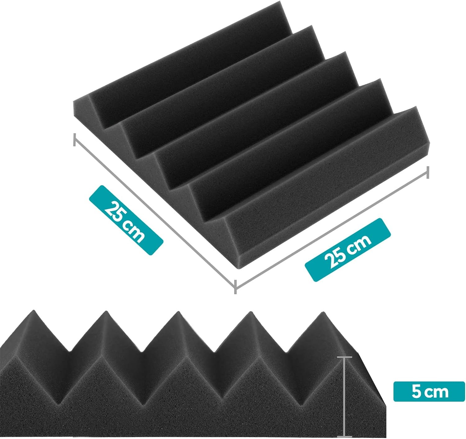 12 Pack Sound Proof Foam Panels Pack Acoustic Foam,25 X 25 X 5 cm Wedges Acoustic Panels,Sound Absorbing Panels for Studio/Office/Home Sound Proof Panels for Walls (5cm)(2.5 cm) - Office Catch