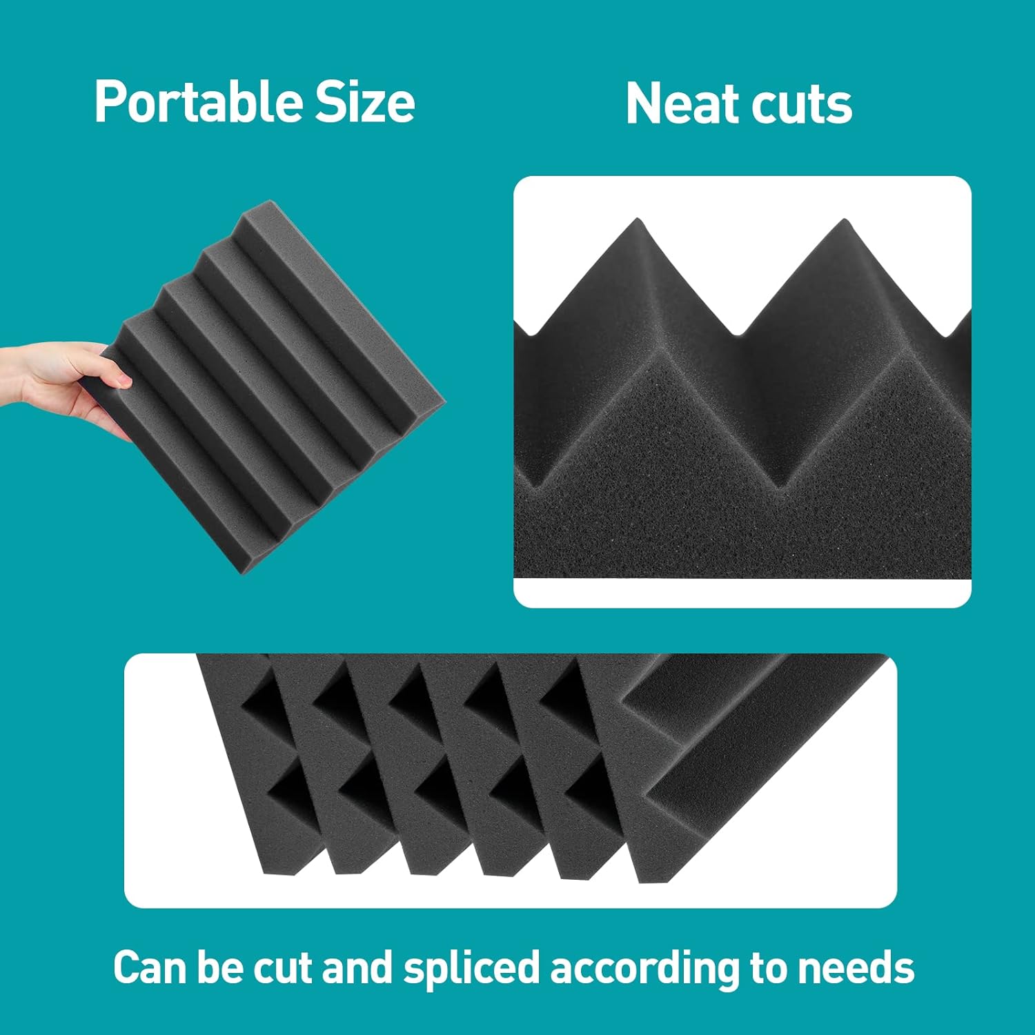 12 Pack Sound Proof Foam Panels Pack Acoustic Foam,25 X 25 X 5 cm Wedges Acoustic Panels,Sound Absorbing Panels for Studio/Office/Home Sound Proof Panels for Walls (5cm)(2.5 cm) - Office Catch