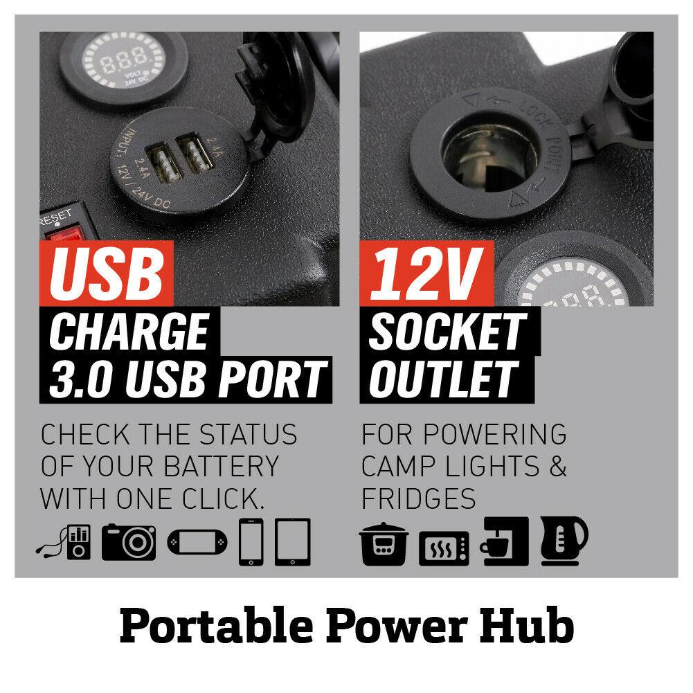 12V Portable Battery Box For Camping With USB Solar - Office Catch