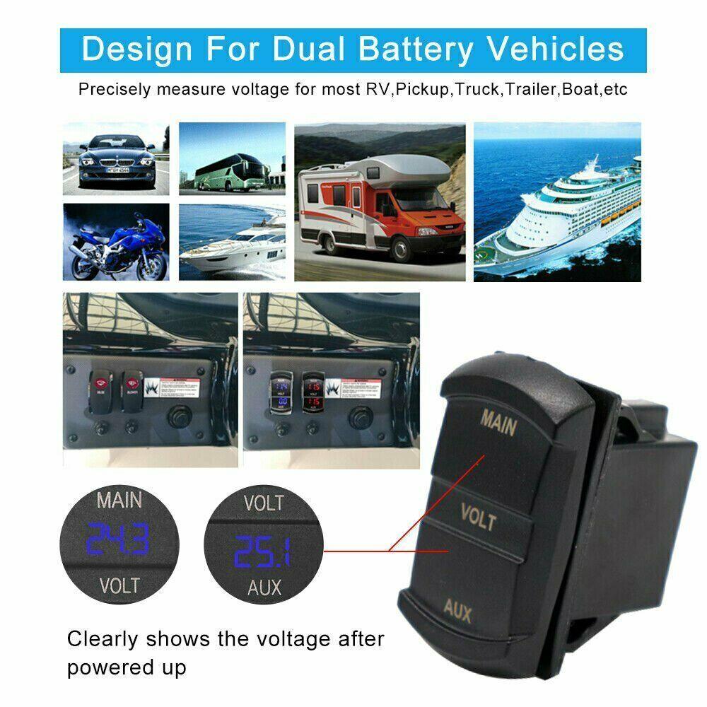 12V Volt meter Dual Battery Monitor LED Digital Car Boat Voltage Marine Gauge AU - Office Catch