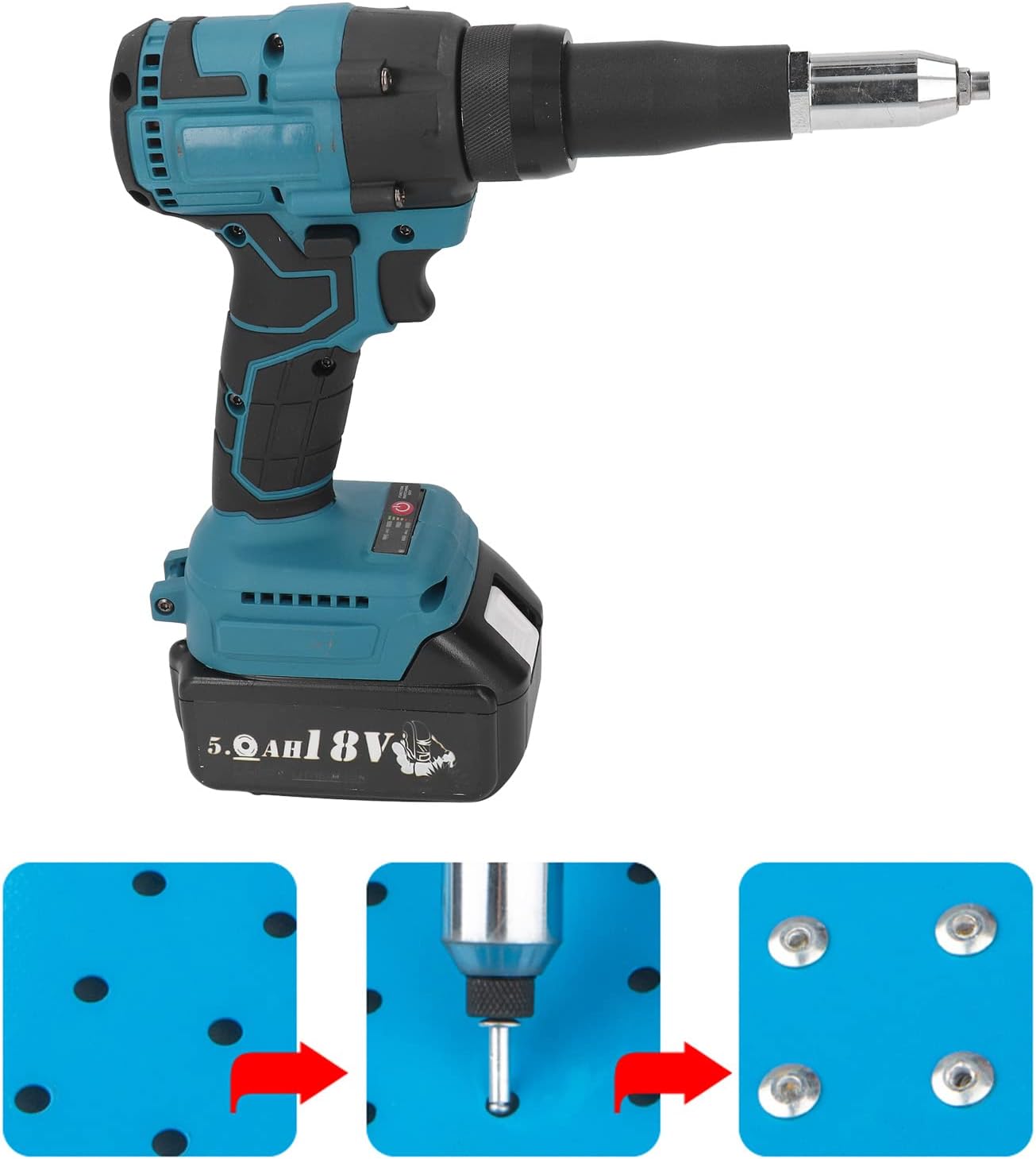 18V Brushless Cordless Rivet Gun Automatic Blind Riveting Nut & 18V Lithium Battery - Office Catch