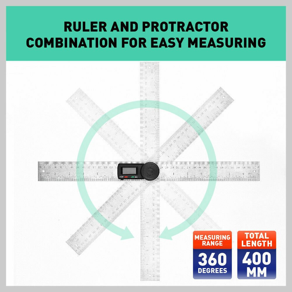 200mm Digital Angle Finder Ruler Protractor Measure Meter Stainless Steel 0-360° - Office Catch