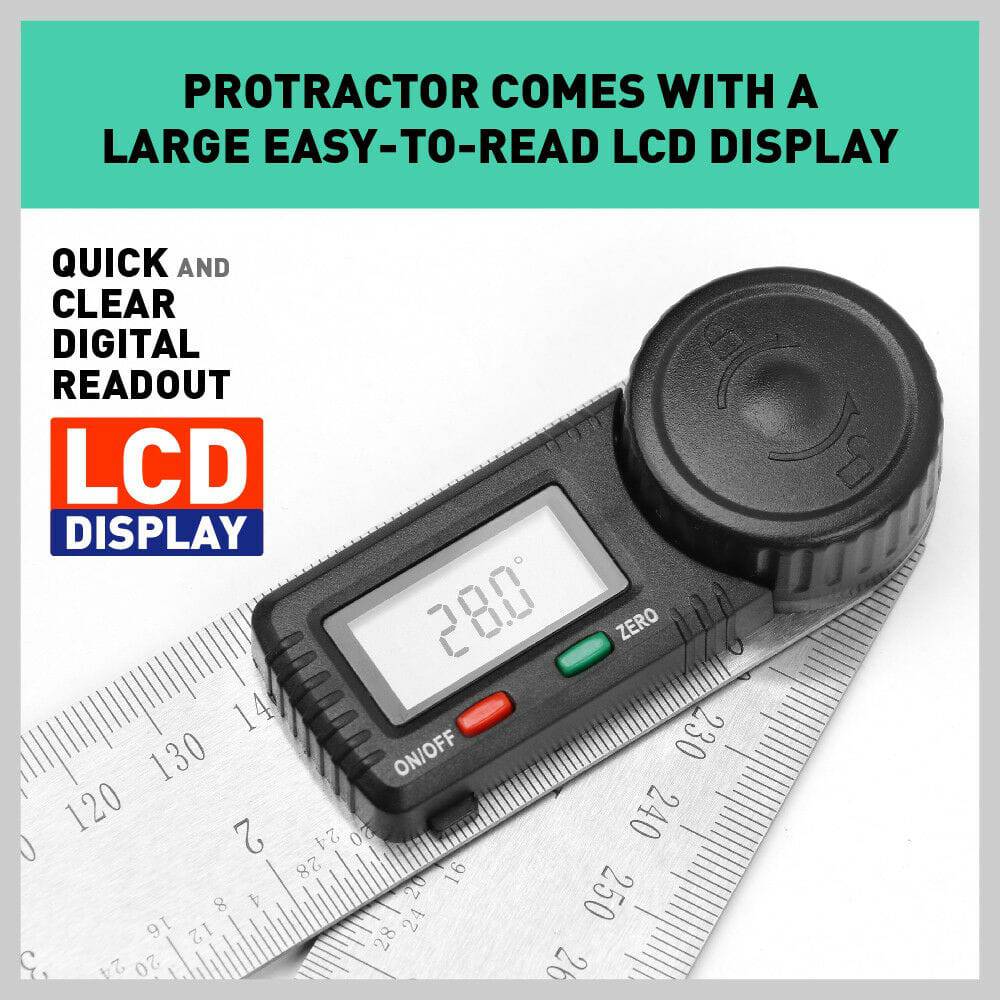 200mm Digital Angle Finder Ruler Protractor Measure Meter Stainless Steel 0-360° - Office Catch
