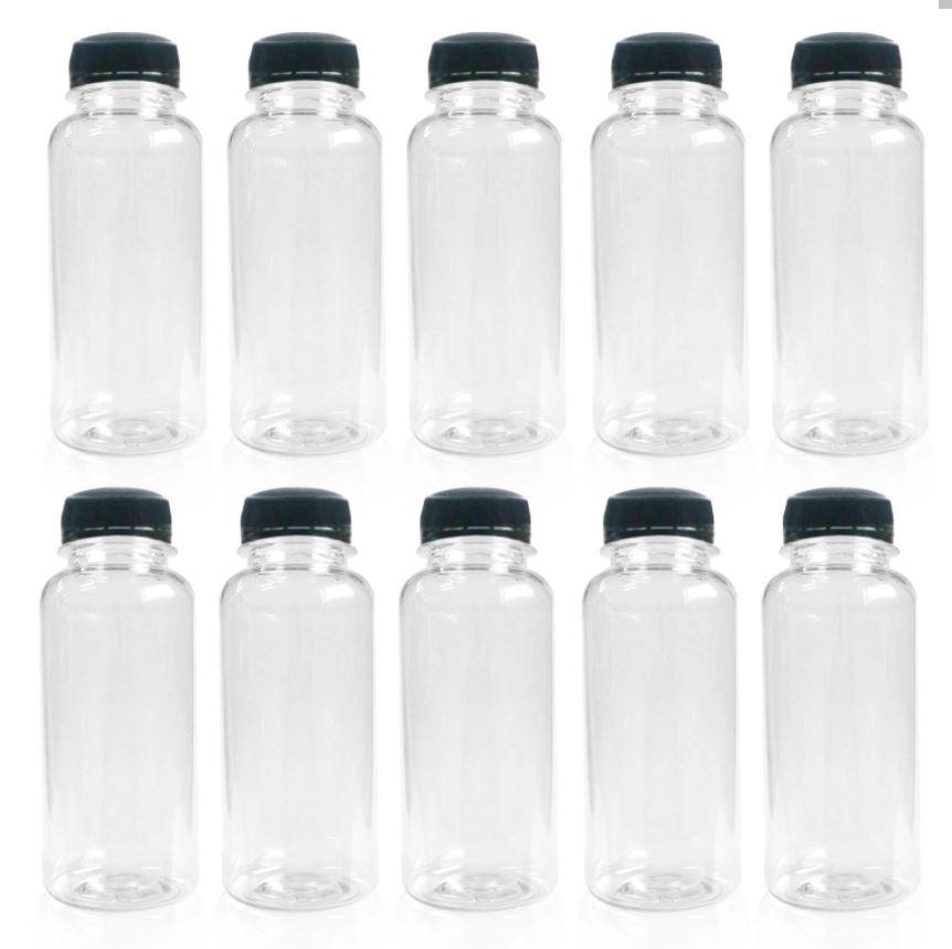 200x Bottles | 500ml Round Clear Plastic Bottles PET With 38mm Lids Tamper Evident - Office Catch