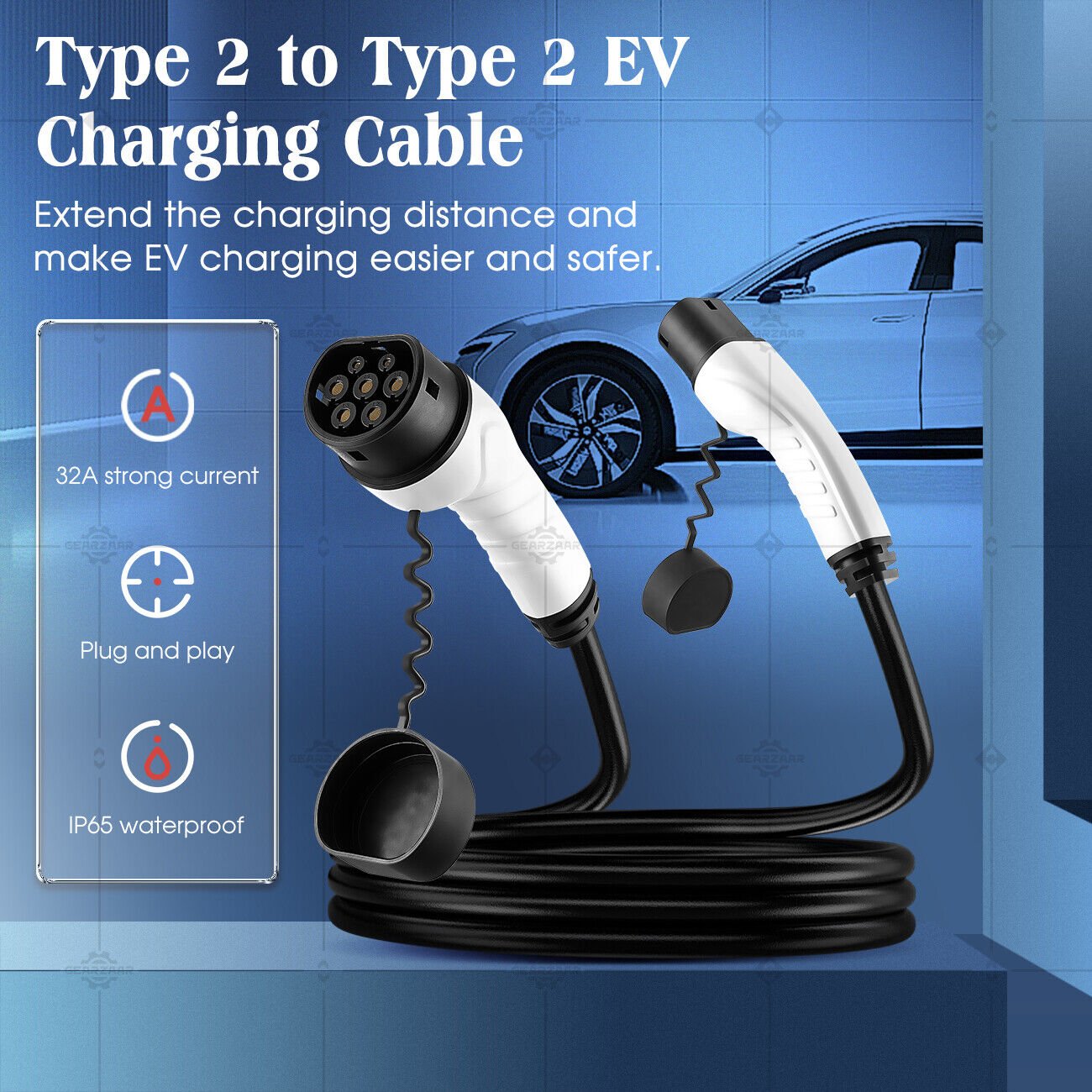 22KW Type2 to Type2 EV Charging Cable 32A 480V for 3phase Public Quick Charging - Office Catch