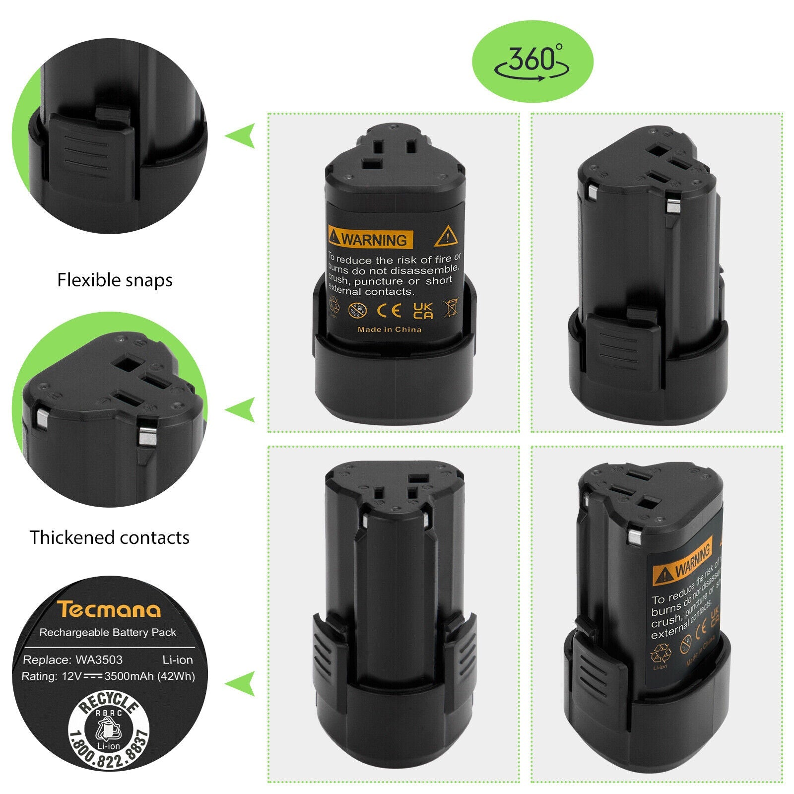 2Pack 12V 2.0AH Replacement Power Tools battery for Worx WA3503 WA3509 WU288 WX125 WX125.1 - Office Catch