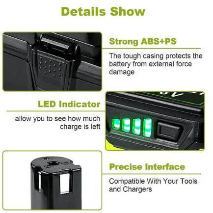 2x Ryobi 18V 6.0 Ah P108 P104 ONE+ Plus BPL-1815 Compatible Battery - Office Catch