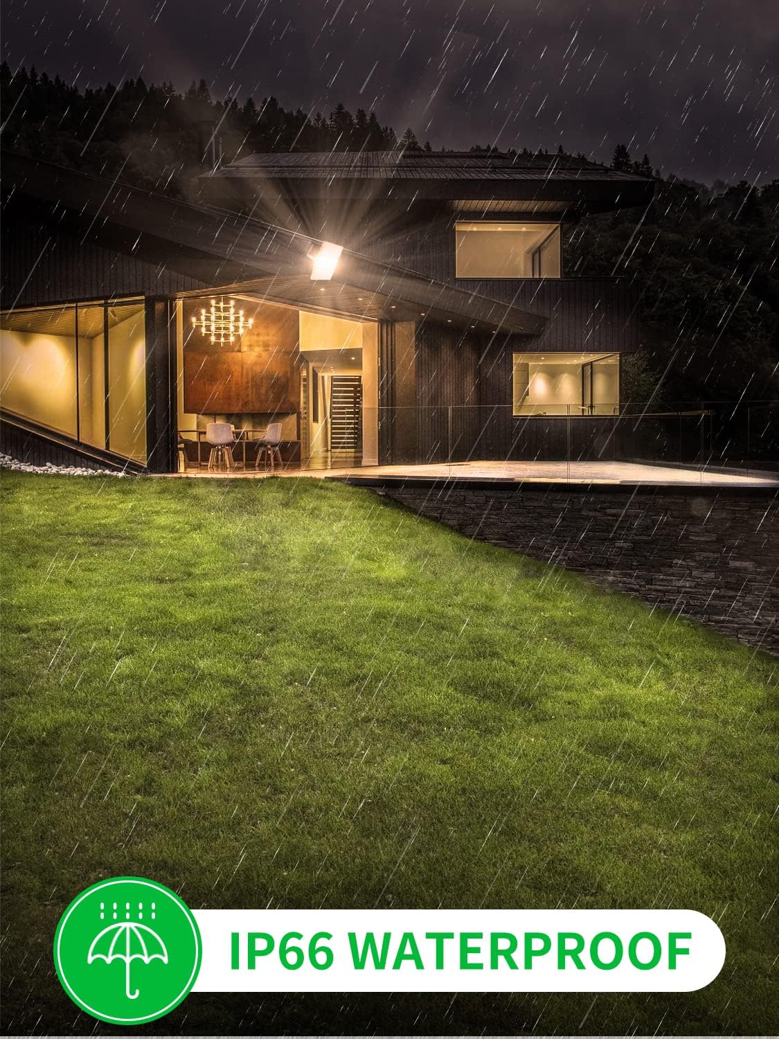 300W Outdoor LED Floodlight, IP66 Waterproof Spotlight Security Light, Super Bright 24000lm Worklight Wall Light for Yard, Garden, Garage, Hallway - Office Catch