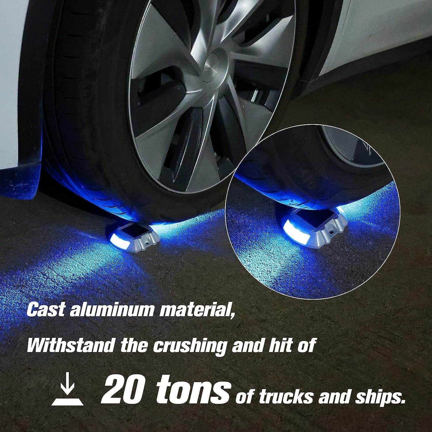 4 Pack Solar Deck Lights Blue Color Waterproof 6 LED Light for Pathway - Office Catch