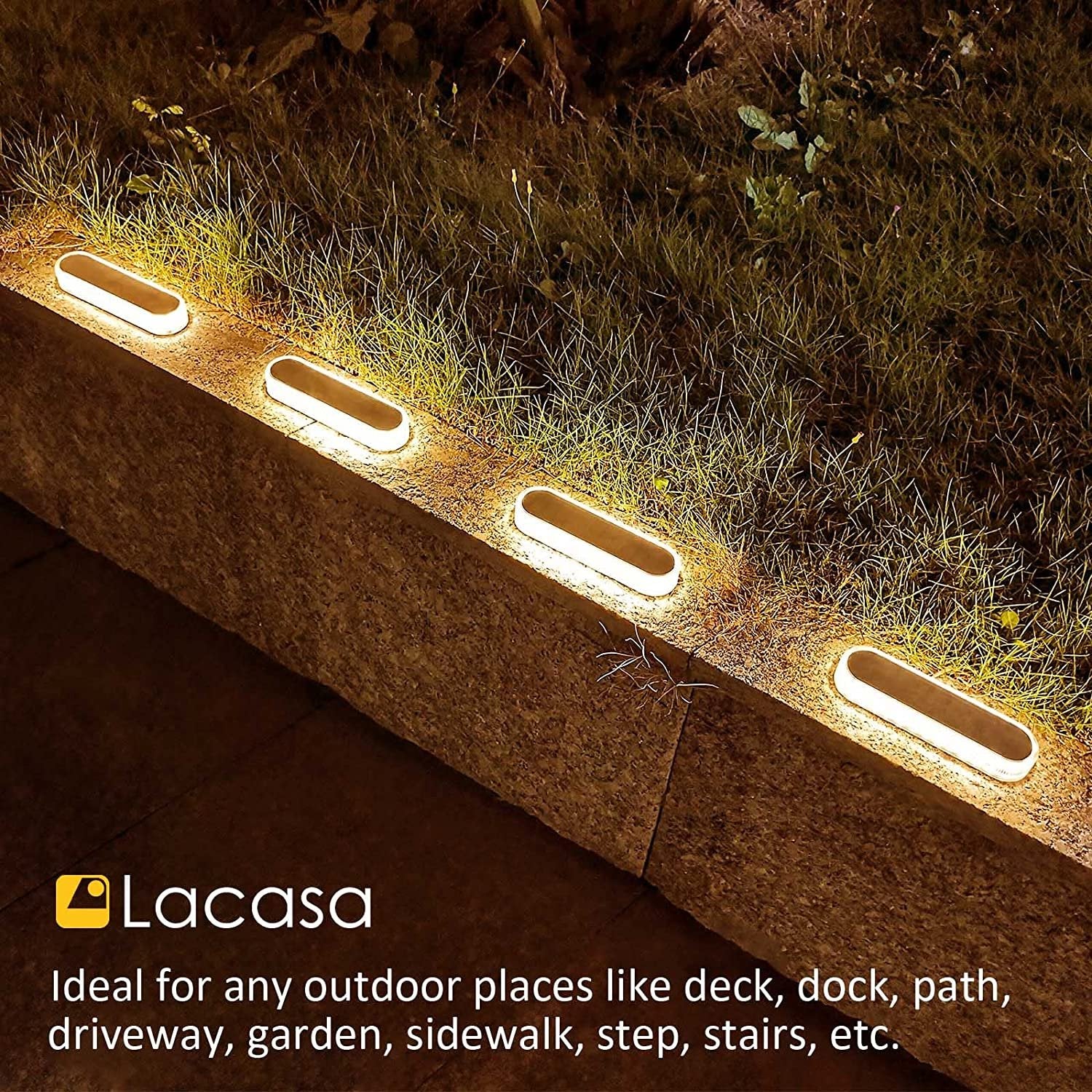 4-Pack Solar Powered Step Lights - 40LM Brightness, LED Dock Lights for Outdoor In-Ground Lighting, IP68 Waterproof with Auto ON/OFF Feature, Ideal for Garden, Stairs, Driveway, and Pathway Illumination - Office Catch