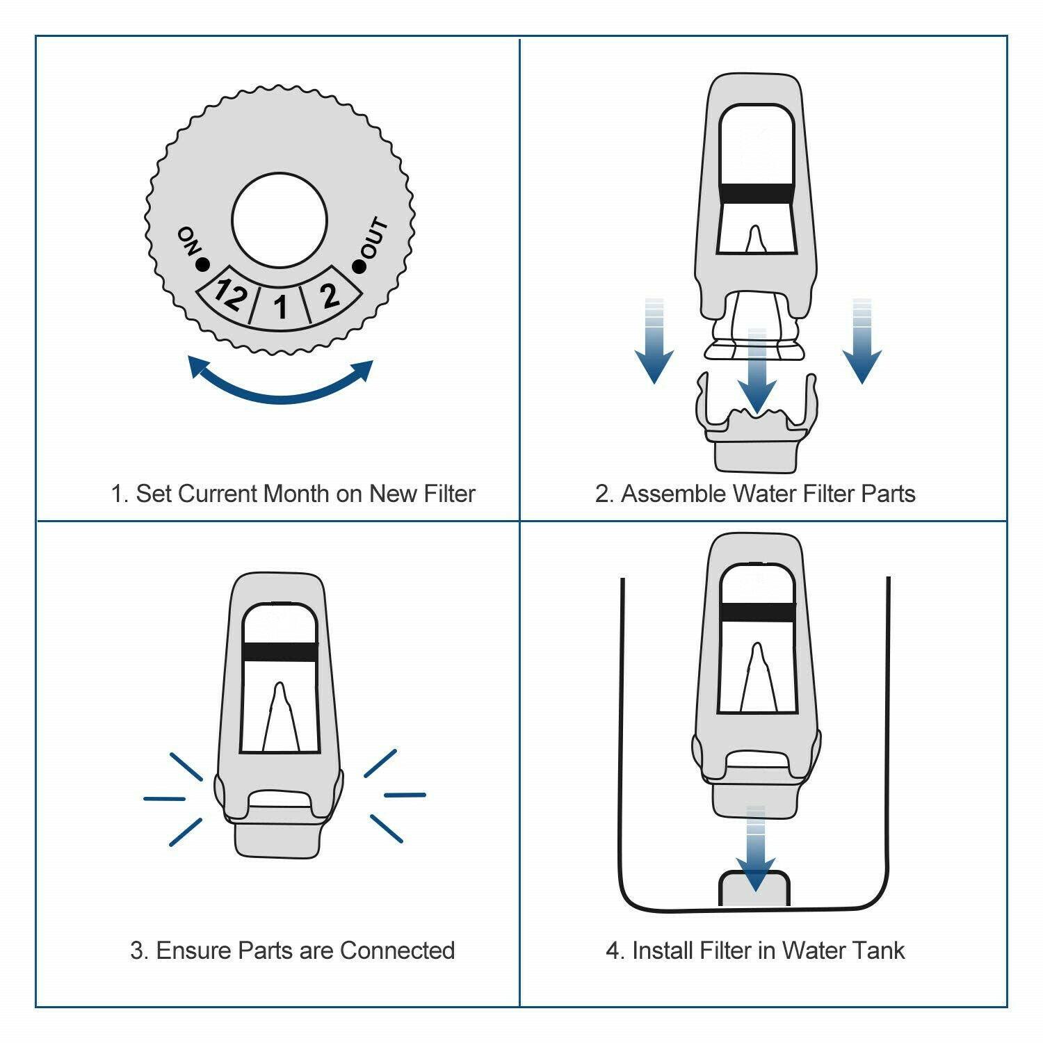 4 Pack Water Cartridge Filter Compatible With Breville Claro Swiss,The Oracle,Oracle Touch,Bambino - Office Catch