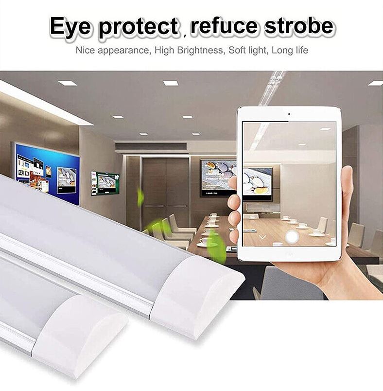 4FT 1200mm Slim LED Wide Batten Tube Light Ceiling Strip Bar Light Daylight | 5 Pack - Office Catch