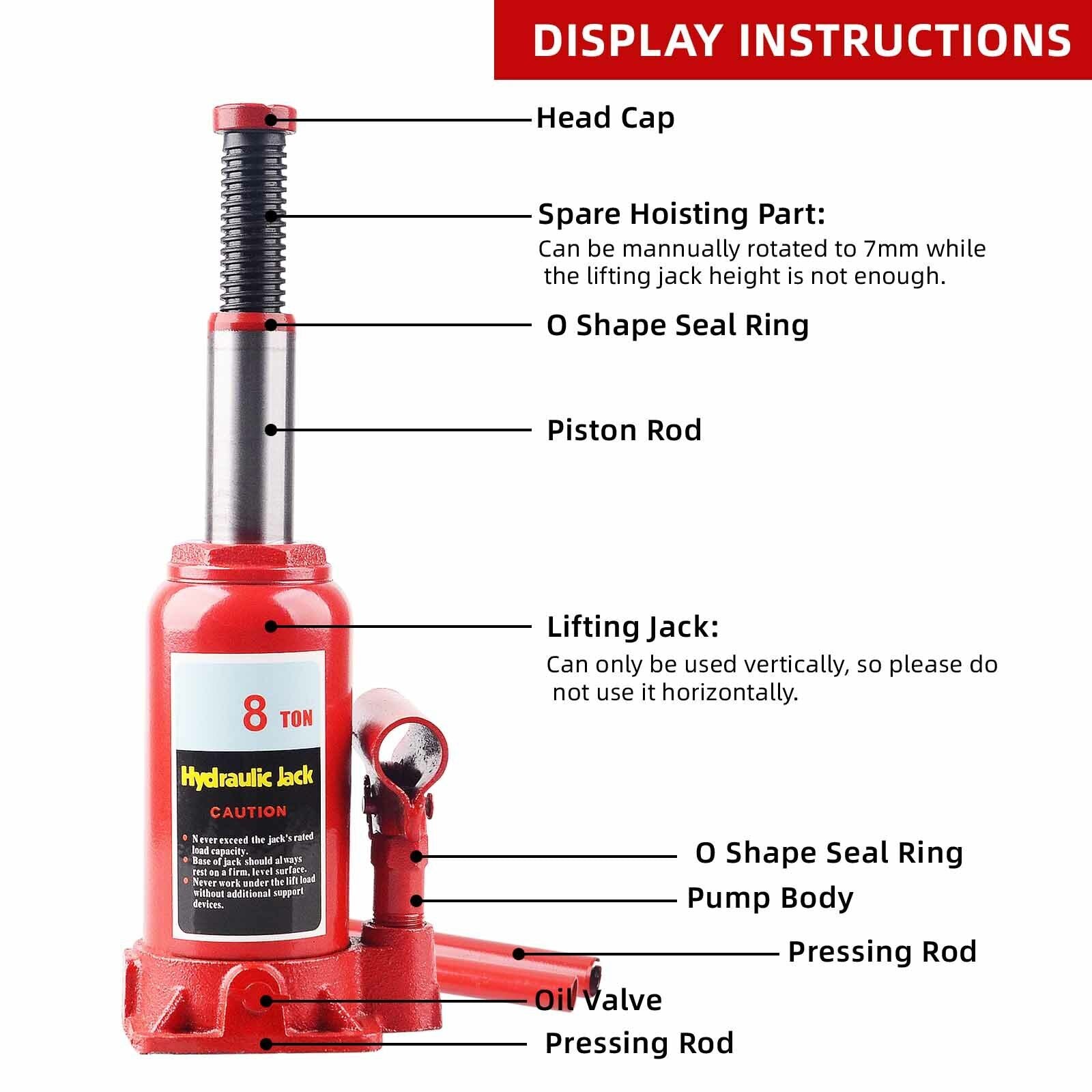 4WD SUV Car Truck Hydraulic Bottle Jack Lift 8Ton - Office Catch