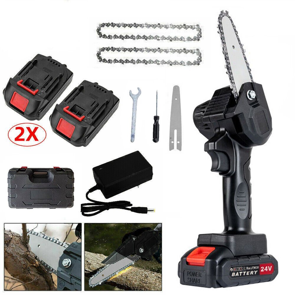 6'' Electric Cordless Chainsaw & 2x Rechargeable Batteries - Office Catch