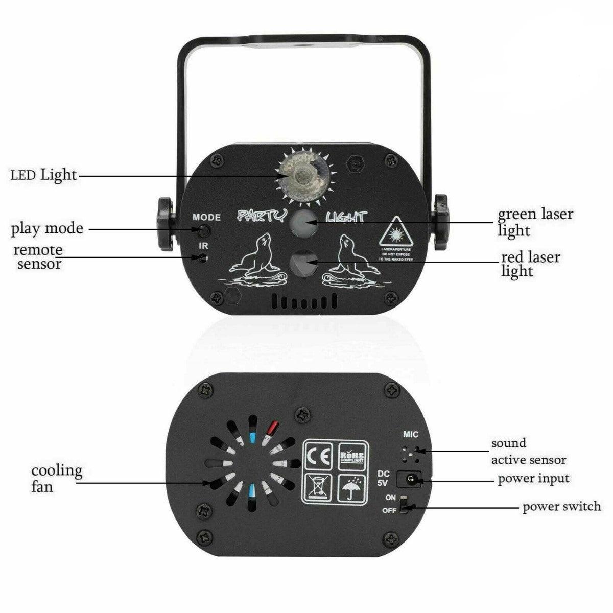 60 Pattern Laser Projector Stage Light LED RGB Party KTV Club DJ Disco Lights - Office Catch