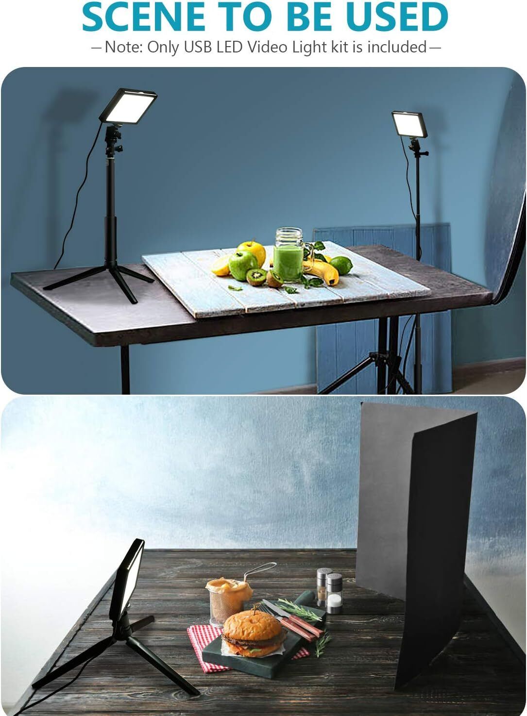 Adjustable Tripod Stand, Color Filters, and Dimmable 5600K USB LED Video Light - Perfect for Tabletop/Low-Angle Shooting, Zoom/Video Conference Lighting, Game Streaming, and YouTube Video Photography - Office Catch