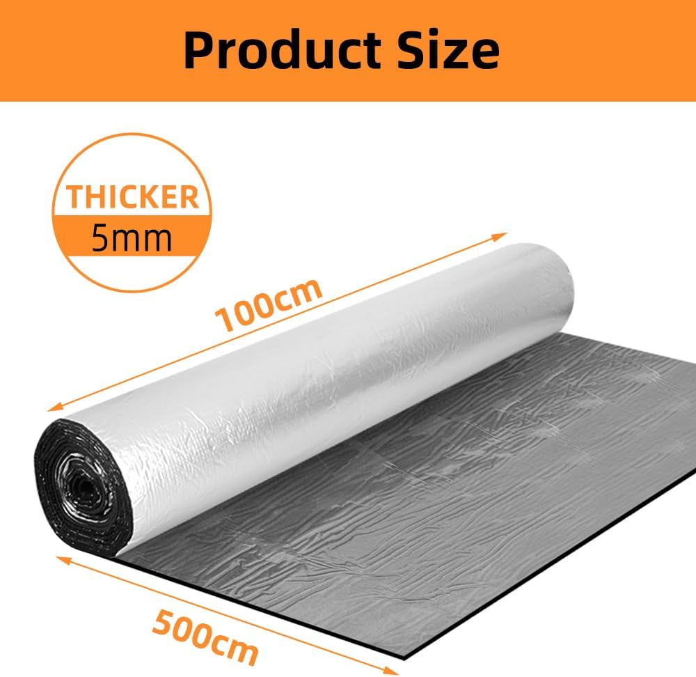 Car Insulation Mat Heat Shield Noise Adhesive Foam | 1Mx5M - Office Catch