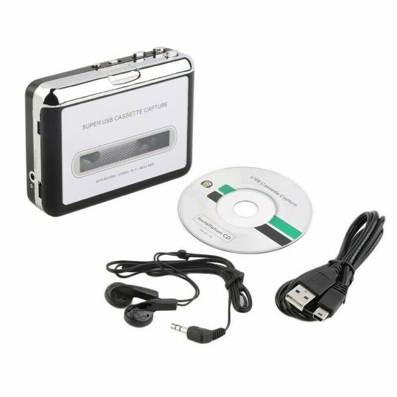 Cassette to MP3 Converter, Portable Cassette Player Recorder with 3.5mm  Earphones, Walkman Cassette Audio Music Player Tape to MP3 Converter  Powered by Battery and USB, White 
