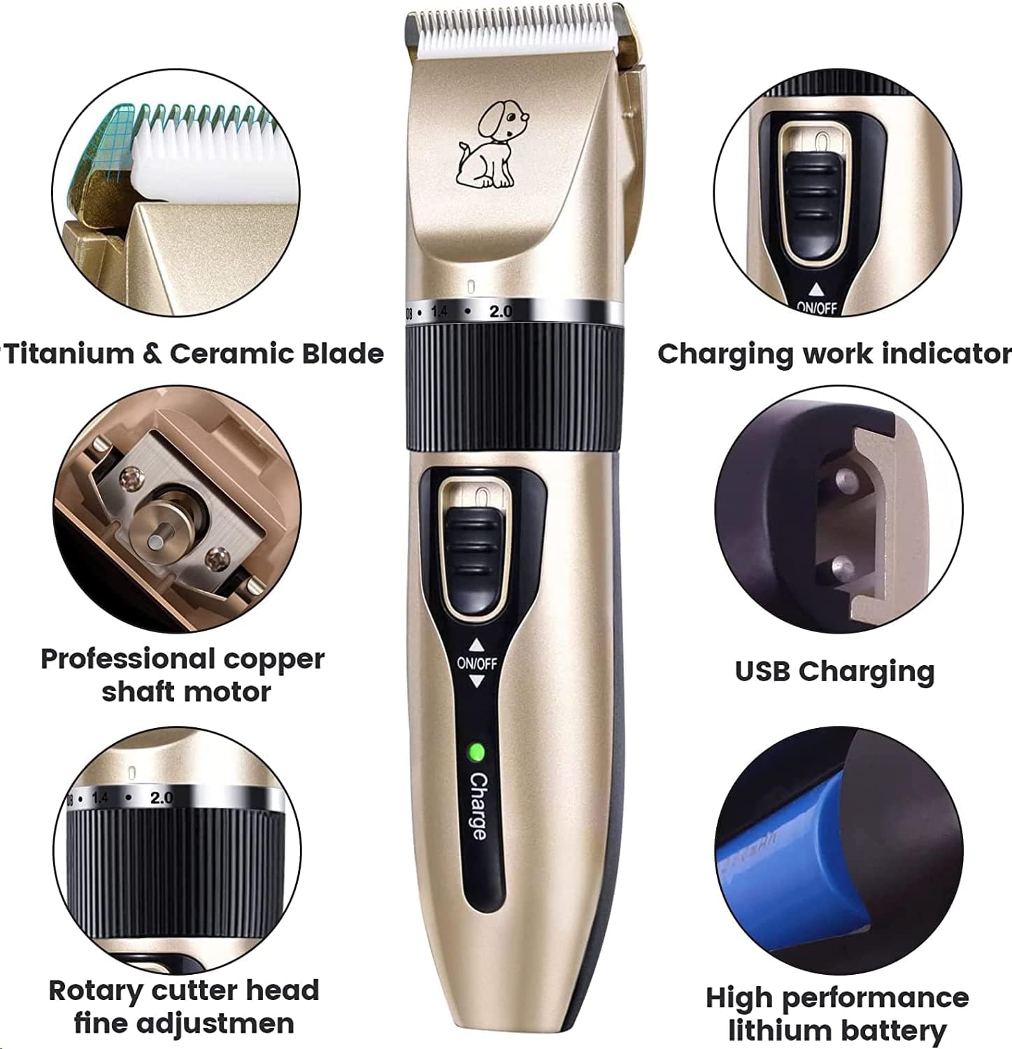 Cat Dog Pet Clippers Hair Electric Clipper Grooming Trimmer Shaver Cordless Set - Office Catch