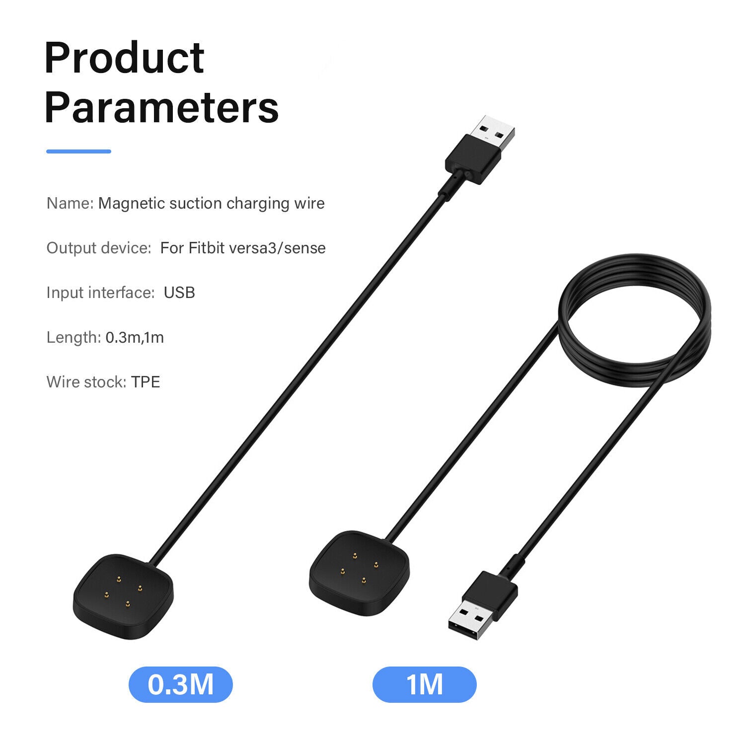 Charger Cable For Fitbit Versa 3/sense Smart Watch USB Charging Cord Dock Cradle - Office Catch