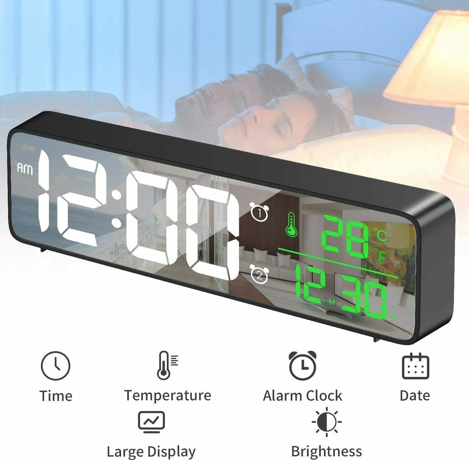 Clock For Table With Temperature & Alarm - Office Catch