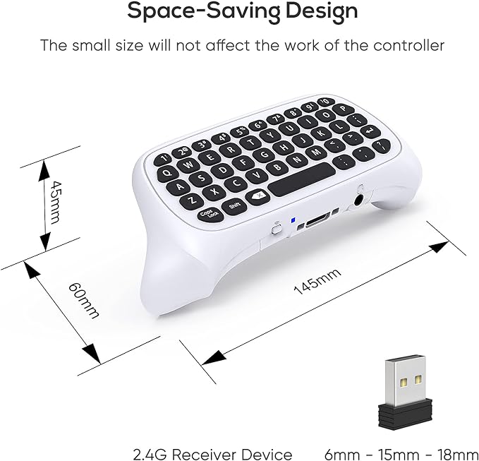 Controller Keyboard for Xbox Series X/S/One/One S,Wireless Chatpad Bluetooth Gaming Keypad with USB Receiver,Built-in Speaker,3.5mm Audio Jack Accessories for Xbox (Controller Not Included),White - Office Catch