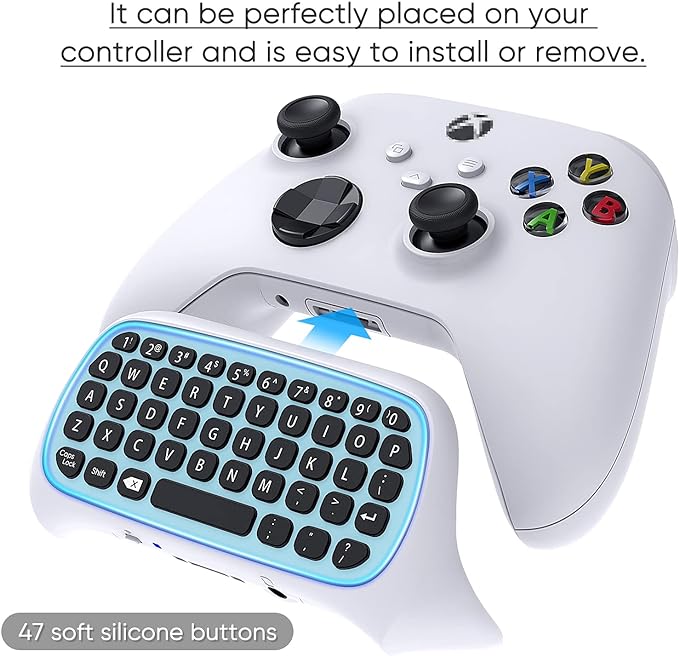 Controller Keyboard for Xbox Series X/S/One/One S,Wireless Chatpad Bluetooth Gaming Keypad with USB Receiver,Built-in Speaker,3.5mm Audio Jack Accessories for Xbox (Controller Not Included),White - Office Catch