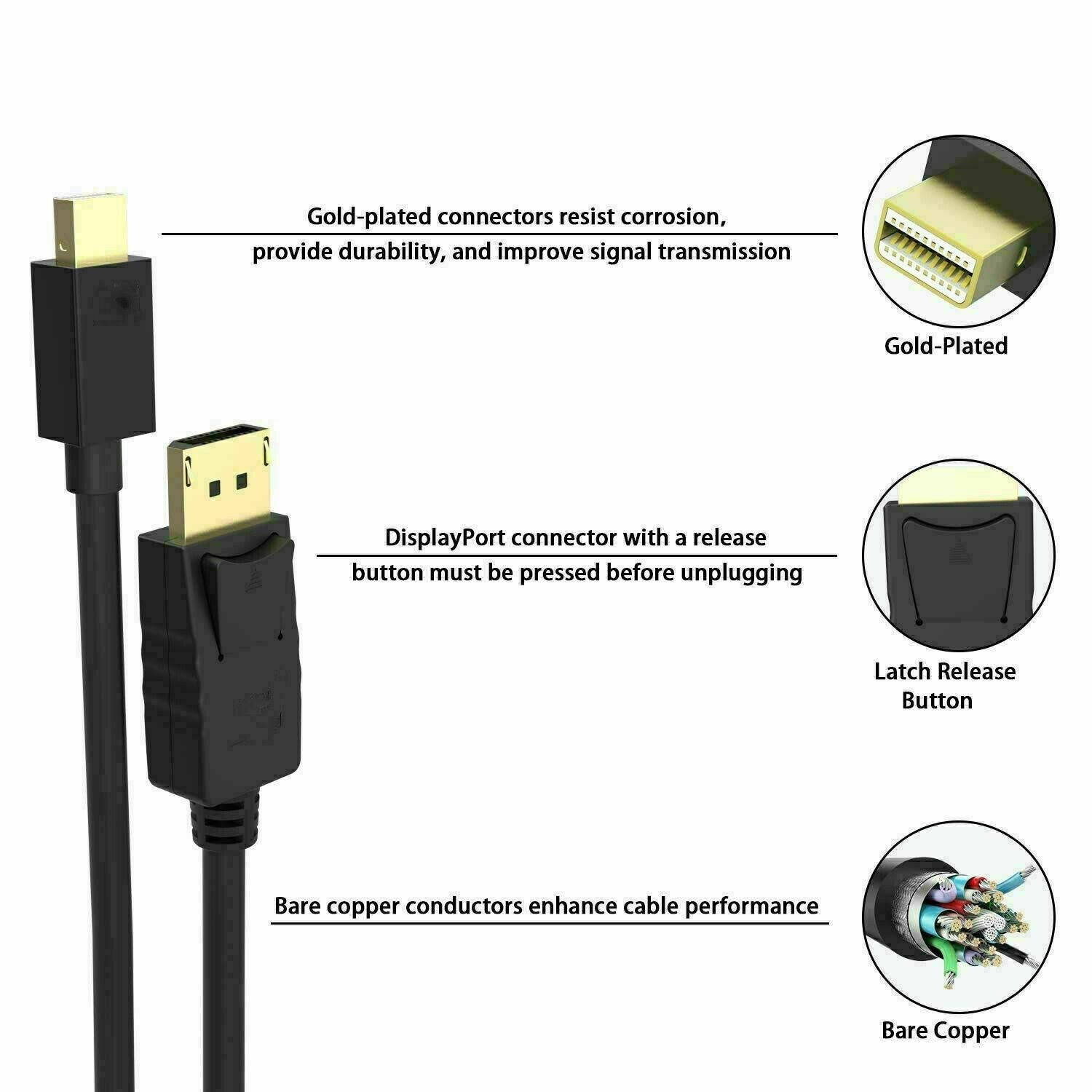 DisplayPort Mini DP to DP 6FT 1.8M Cable Display Port For MacBook Pro Air Mac - Office Catch