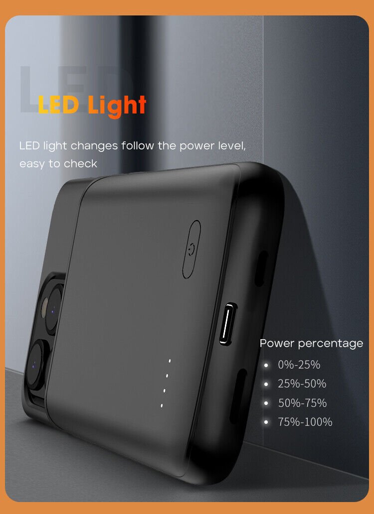 for iPhone 15 Pro Power Bank 5000mAh Battery Charger Case Charging Cover - Office Catch