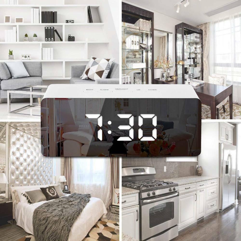 LED Digital Clock Display Desk Table Temperature Alarm Time Modern Home Decor - Office Catch