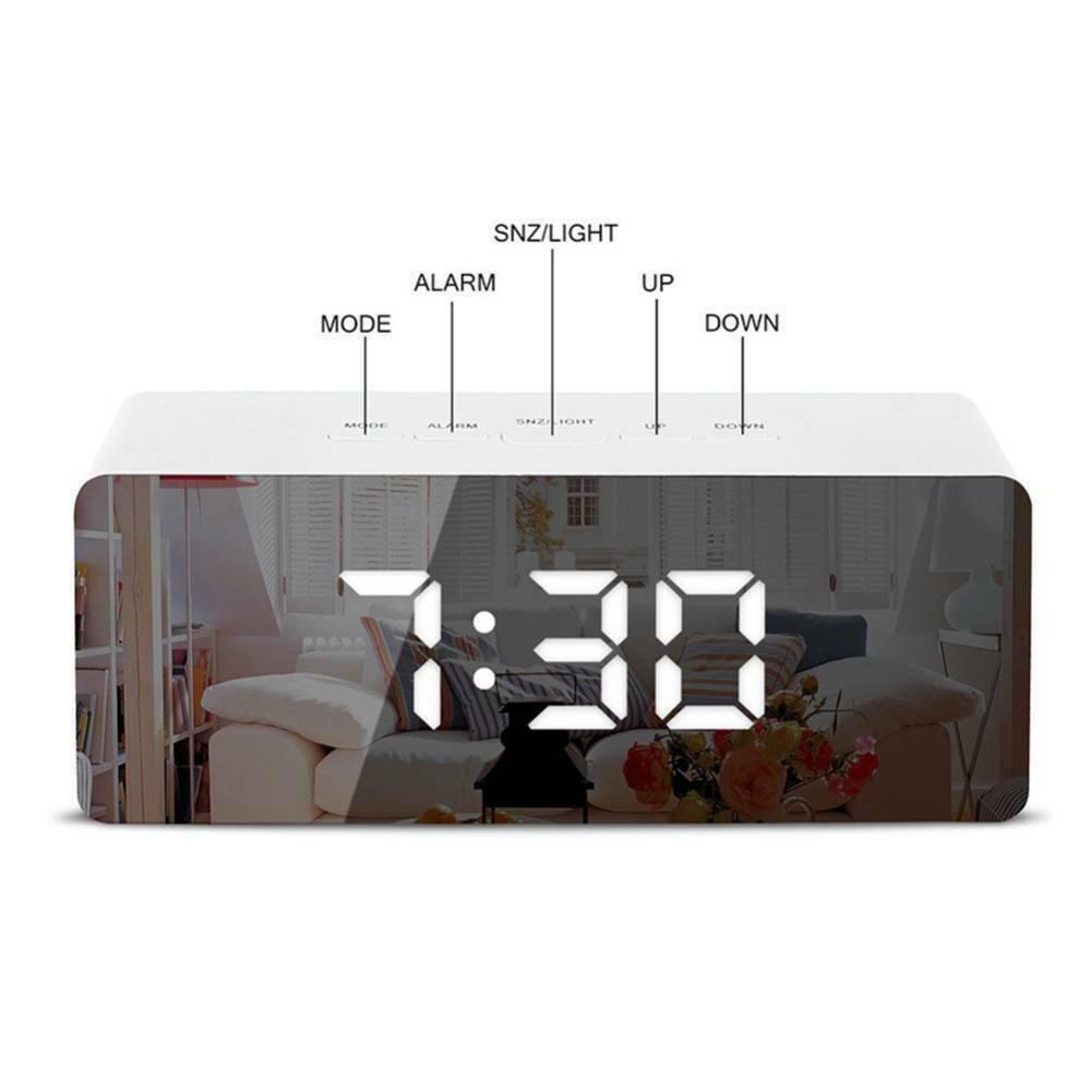 LED Digital Clock Display Desk Table Temperature Alarm Time Modern Home Decor - Office Catch