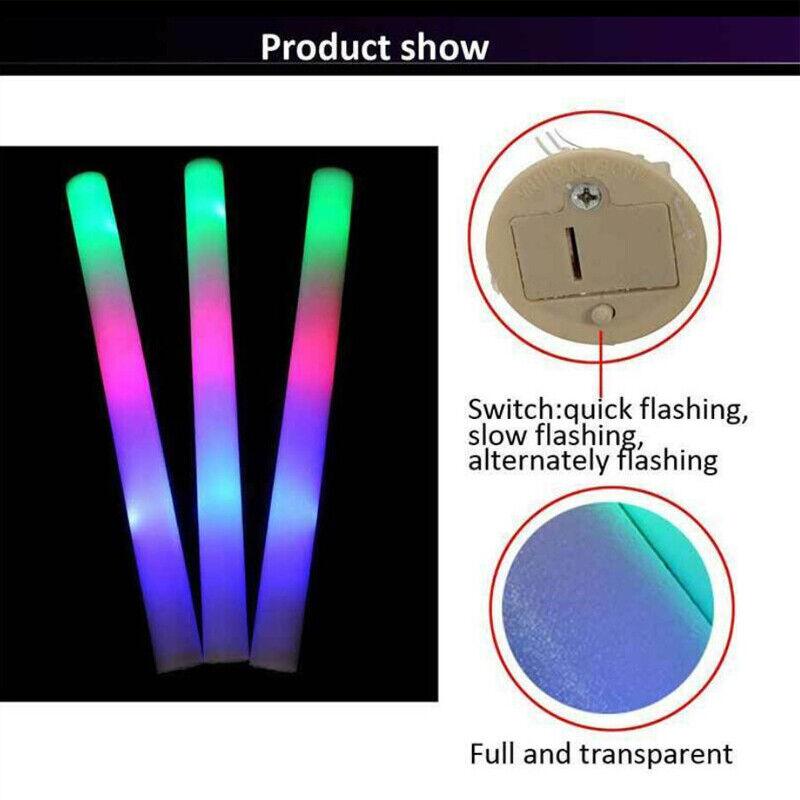 LED RGB Foam Sticks 50 Pack Glow Sticks Flashing Rave - Office Catch