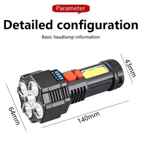 Long Range Light Super Bright Flashlight USB Rechargeable for Outdoor Waterproof - Office Catch