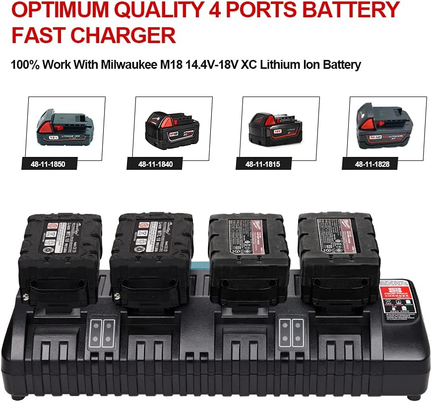 M18 Battery Charger 4 Ports Charger M18 Rapid Charger For Milwaukee 18V Battery - Office Catch