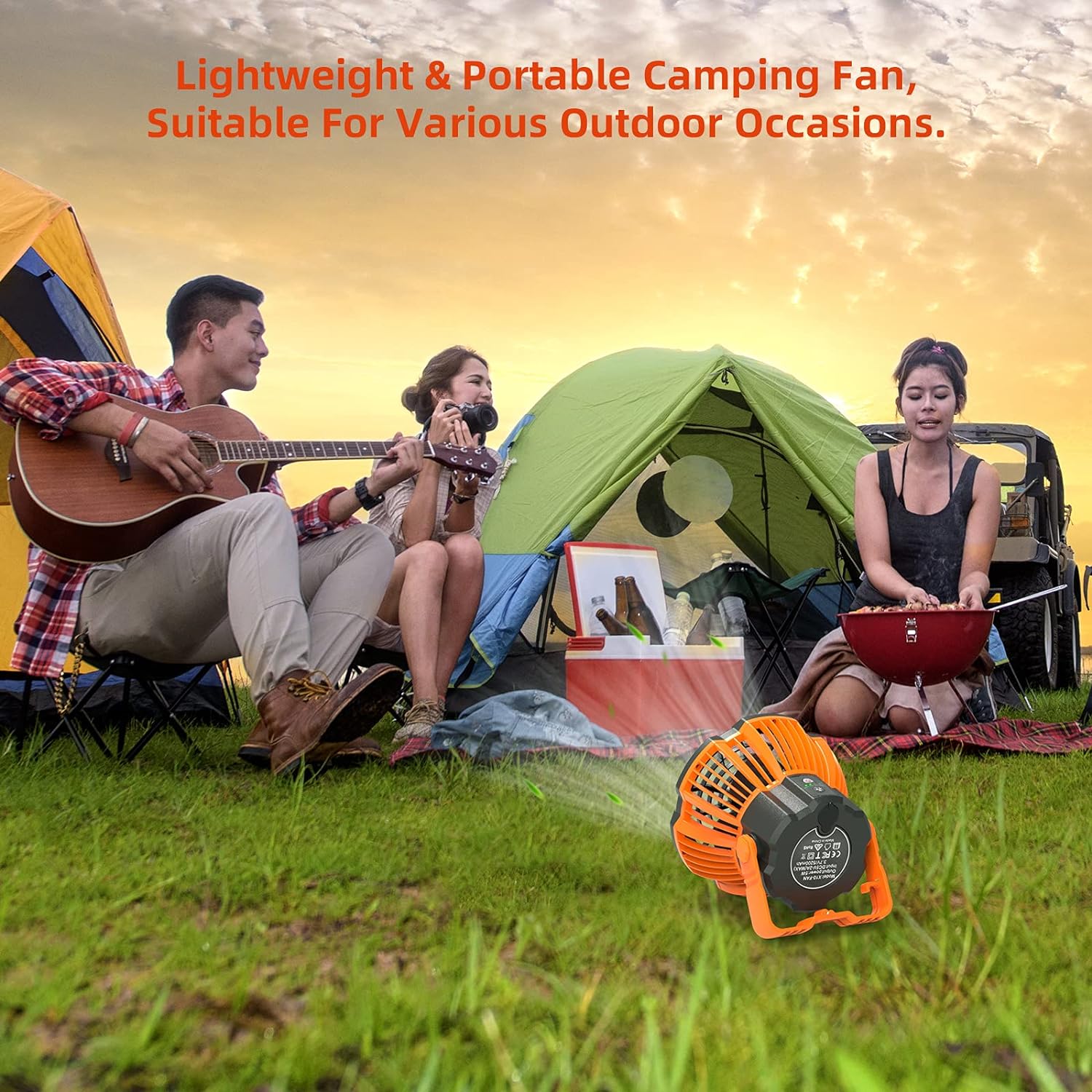 Portable Camping Fan LED Light Rechargeable Outdoor Tent Lantern w/ Hook Remote - Office Catch