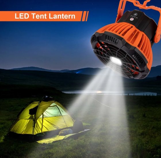 Portable Camping Fan with LED Light Remote Control Desk Fan Camping Accessories 5200mAh USB Rechargeable Battery LED Tent Lantern with Hanging Hook - Office Catch
