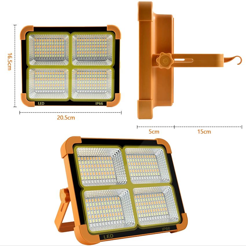 Portable Led Work Solar Light IP66 with Stepless Brightness Job Site Battery Rechargeable led Floor Light for Power Failure Emergency Worklight Car Repair (Orange) - Office Catch