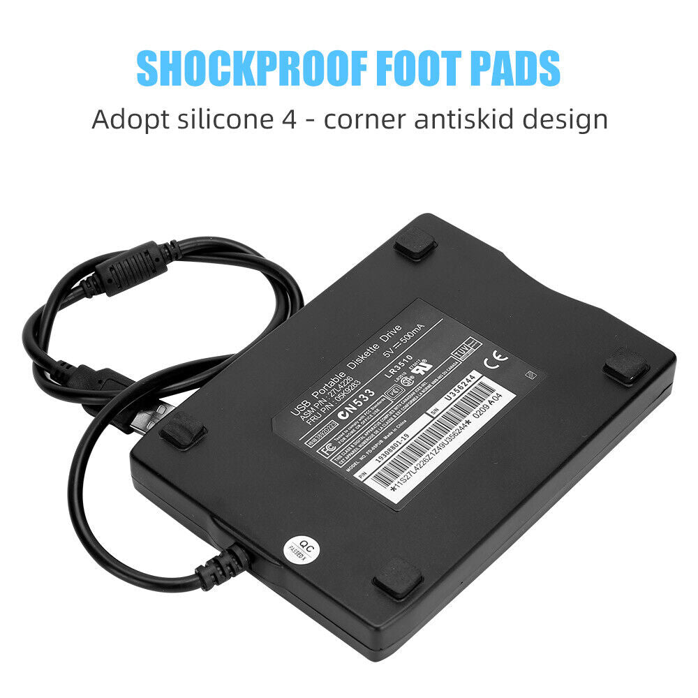 Portable USB Floppy Disk Drive External FDD 3.5" 1.44MB For Laptop Data Storage - Office Catch