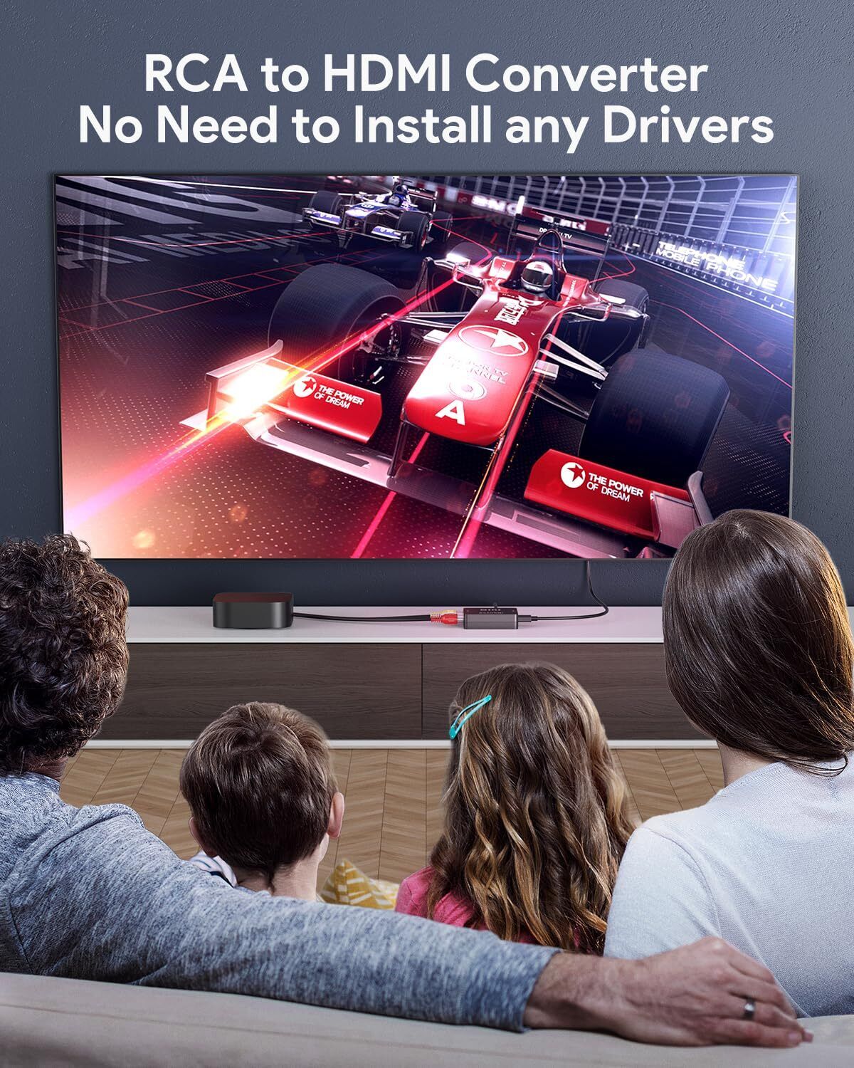 RCA To HDTV, AV To HDTV Converter, 1080P Mini RCA Composite CVBS Video Audio Converter Adapter - Office Catch