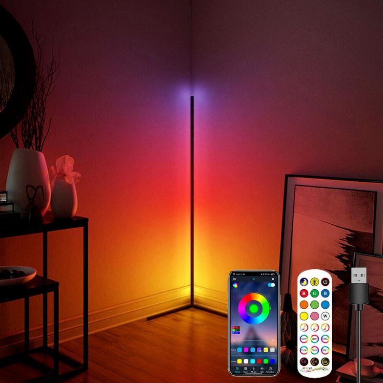 RGB LED Floor Corner Lamp Light Stand Streaming Room Game with Reomte Control | 160cm tall - Office Catch