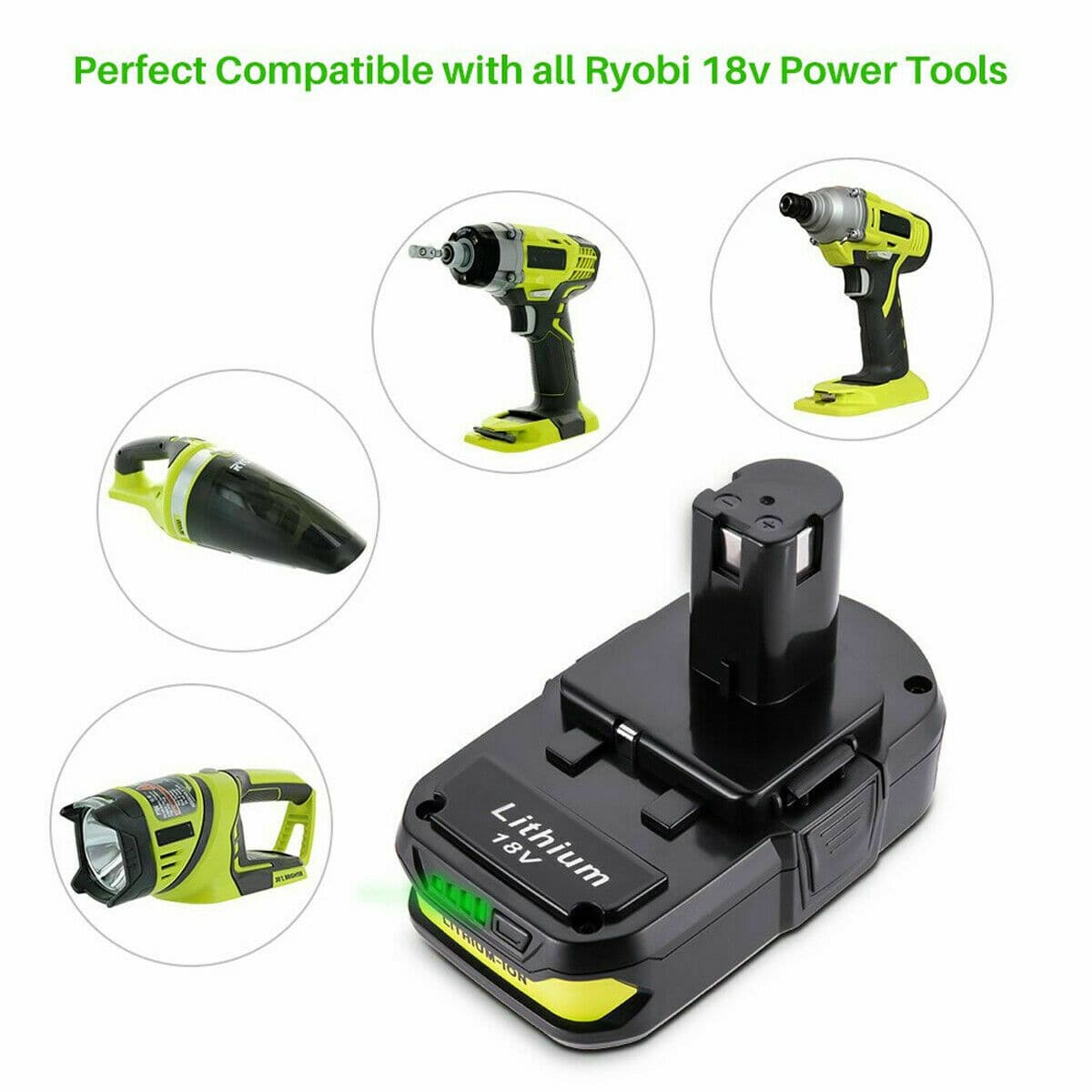 Ryobi One+ Plus Compatible Battery P108 RB18L50 P104 P780 RB18L40 | 18V 6AH - Office Catch