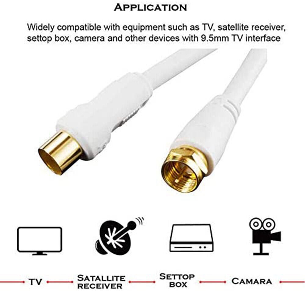 TV Antenna Aerial Coax Cable PAL Male to Female Aerial Flylead Cord Lead 1.5m - Office Catch