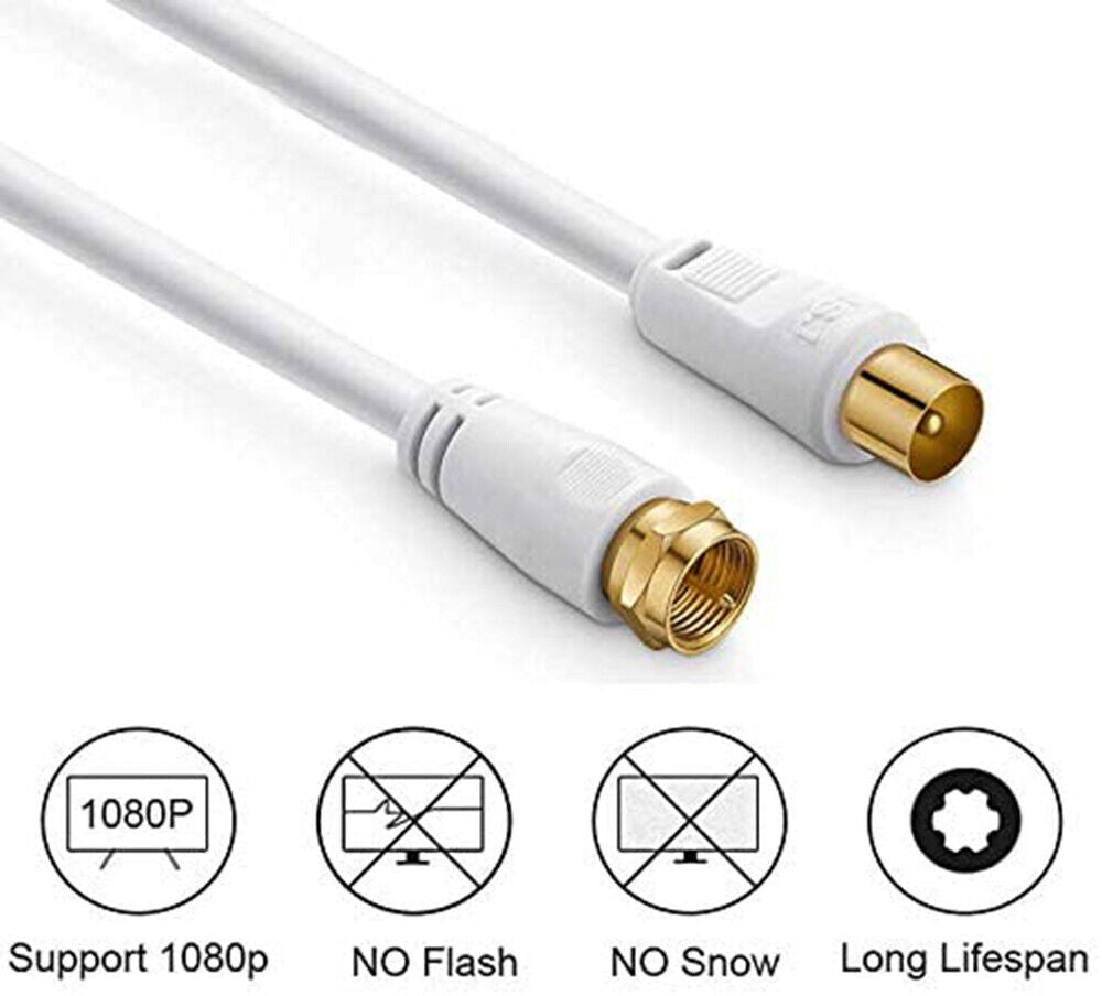 TV Antenna Aerial Coax Cable PAL Male to Female Aerial Flylead Cord Lead 1.5m - Office Catch