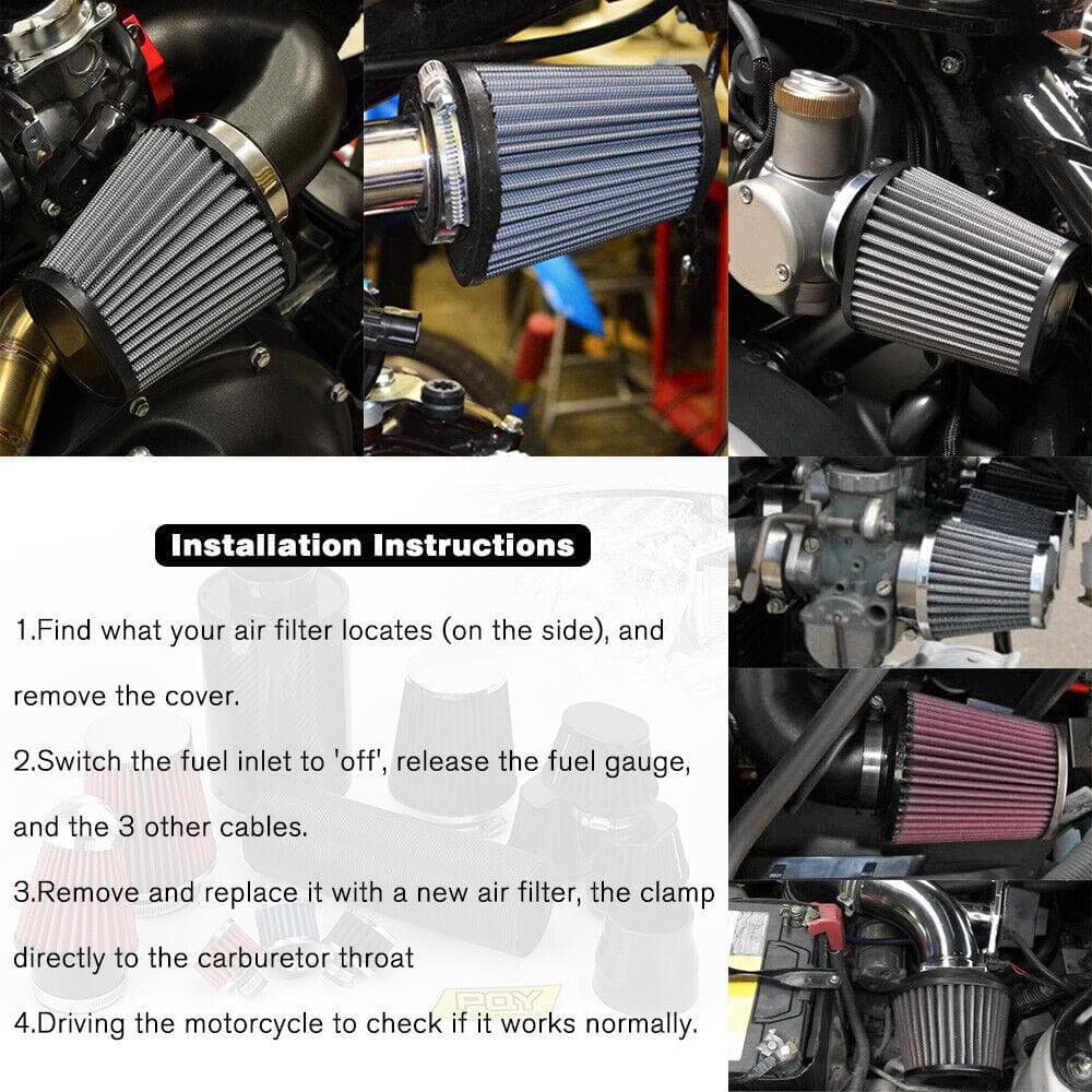 Universal Motorcycle Air Filter Motorbike Dust Filters With Clamp Black New - Office Catch